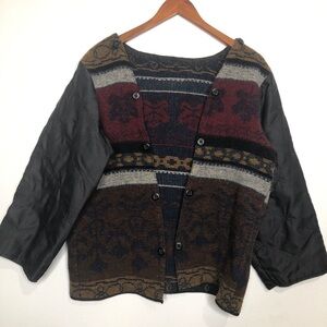 Woolrich Wool Blanket Jacket with Quilted Sleeves